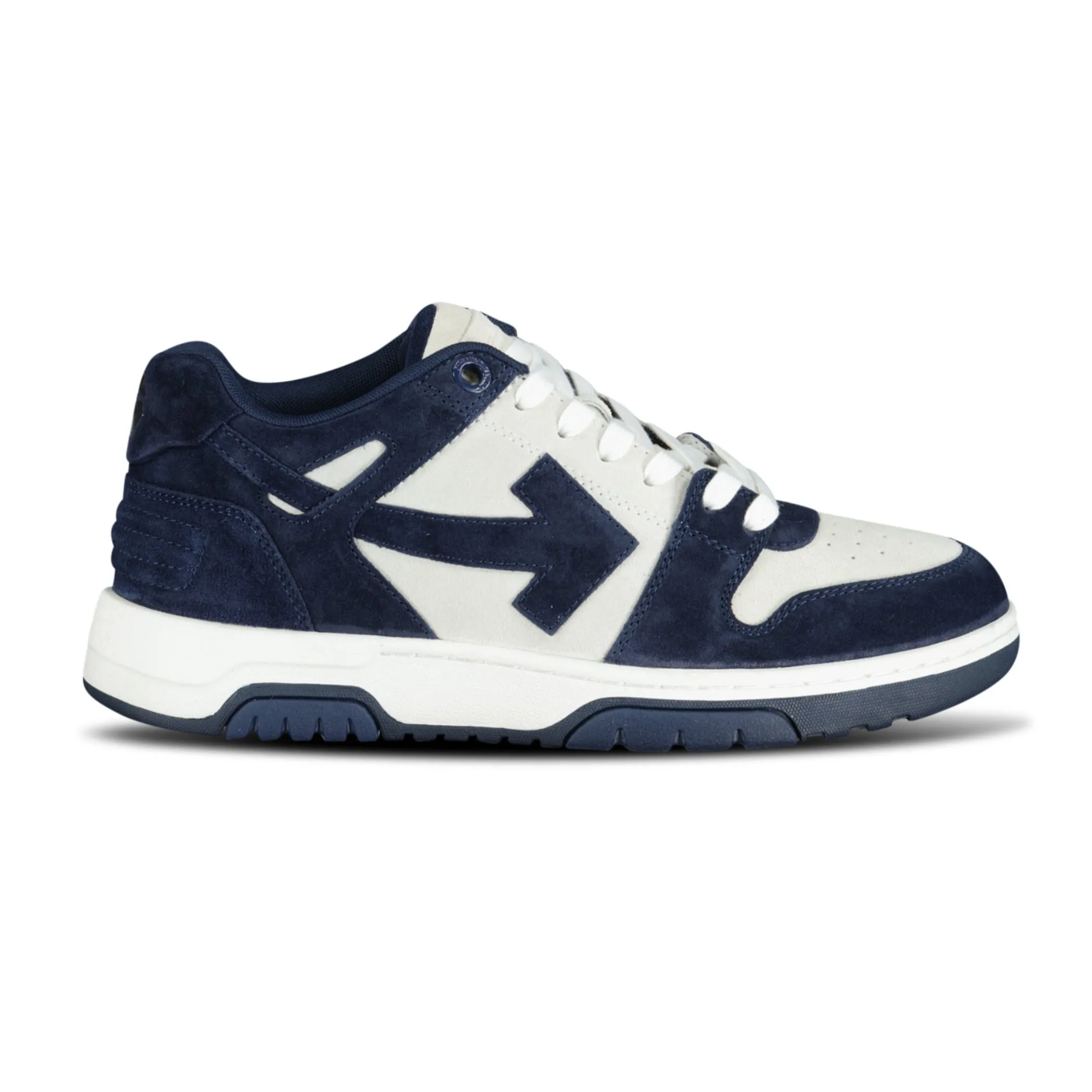 OFF-WHITE low-top suede trainers in navy and white