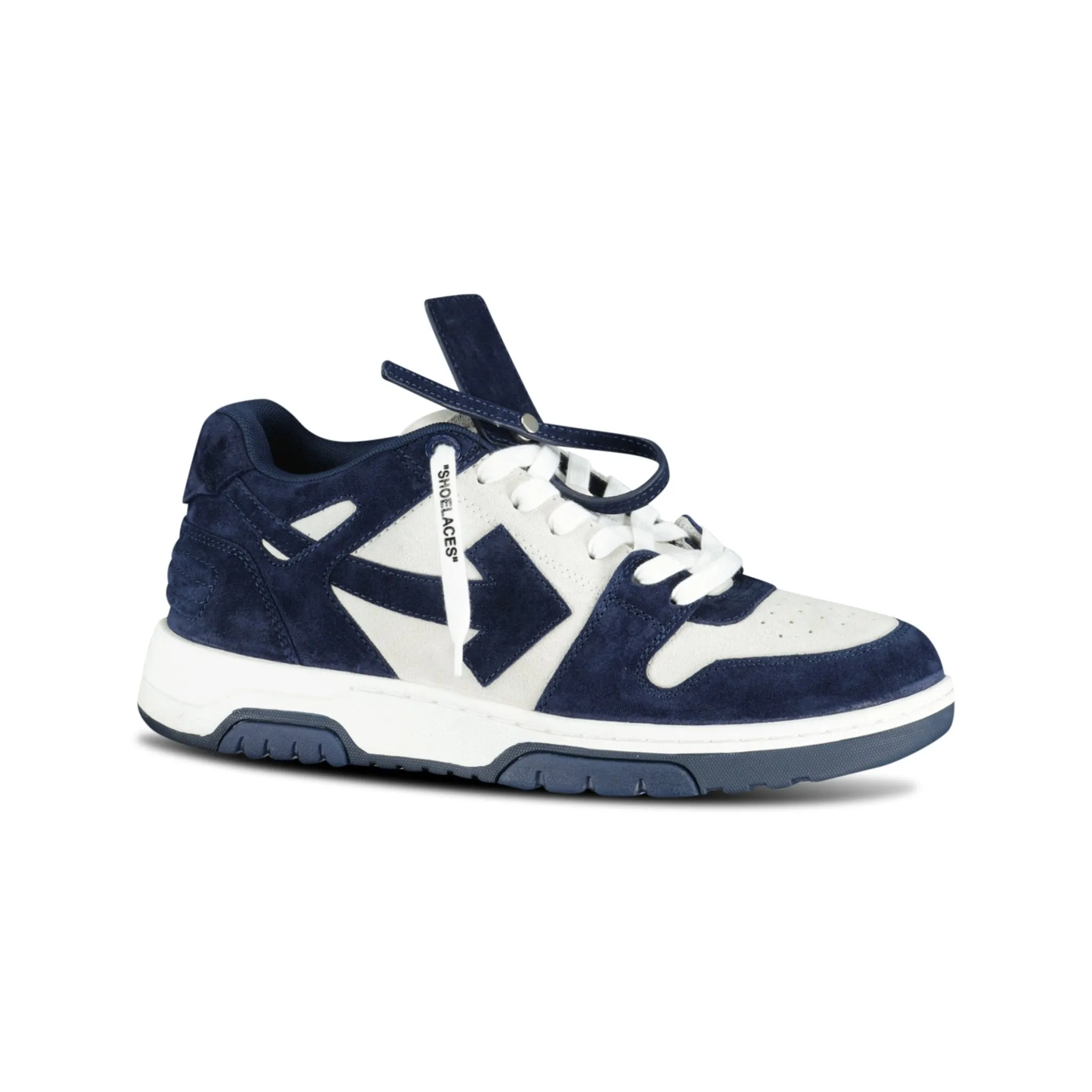 OFF-WHITE low-top suede trainers in navy and white