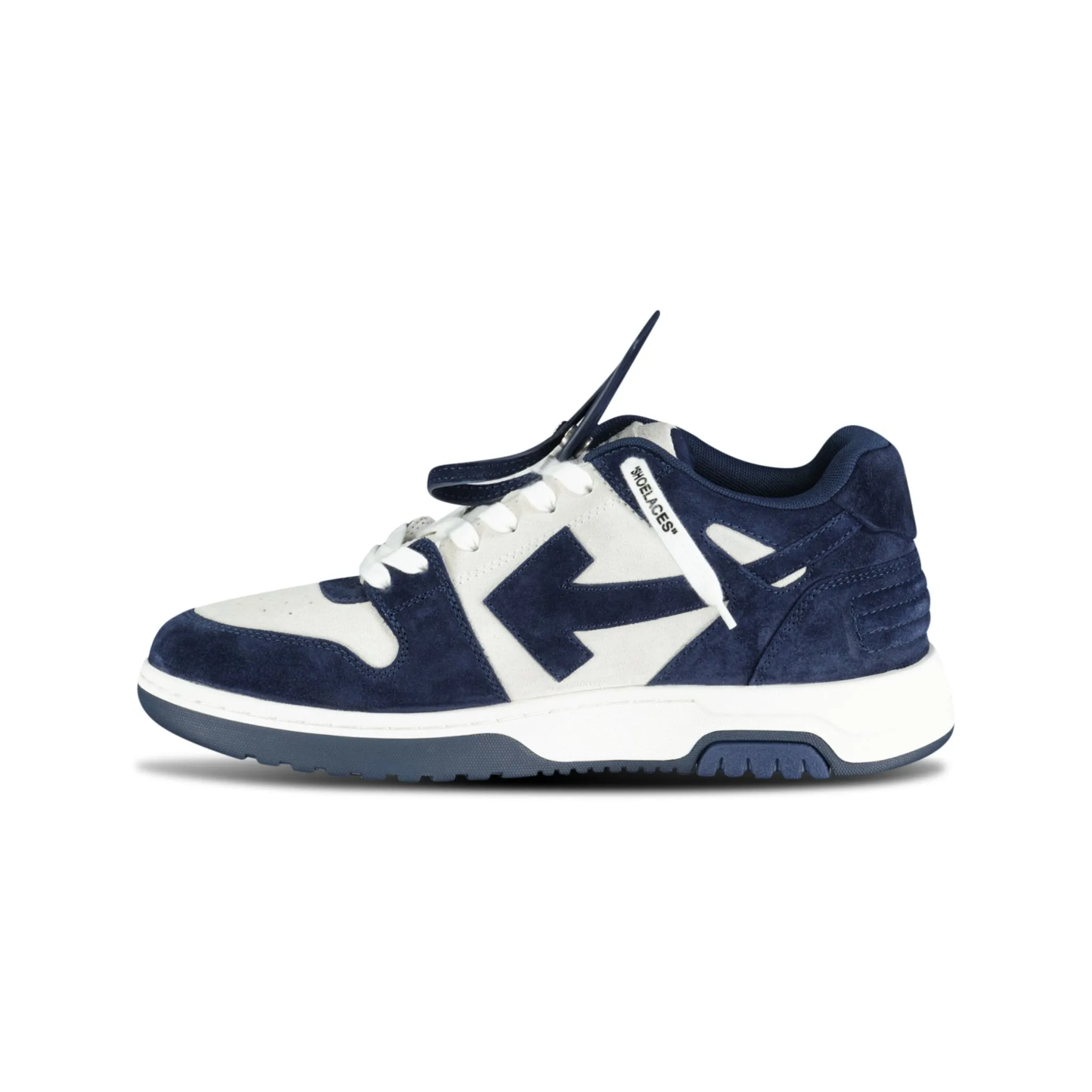 OFF-WHITE low-top suede trainers in navy and white