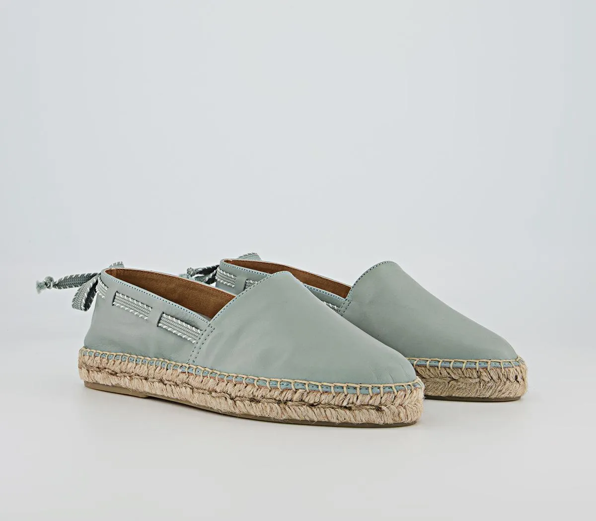 OFFICE Finley Grosgrain Bow Espadrilles Sage Leather