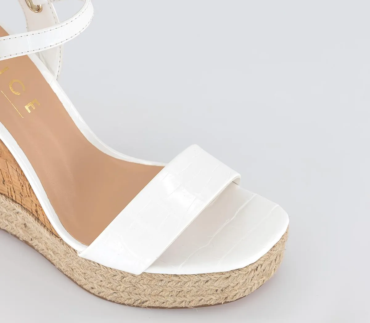 OFFICE Heated Cork Wedge Espadrilles White