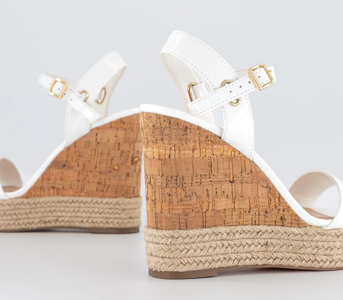 OFFICE Heated Cork Wedge Espadrilles White