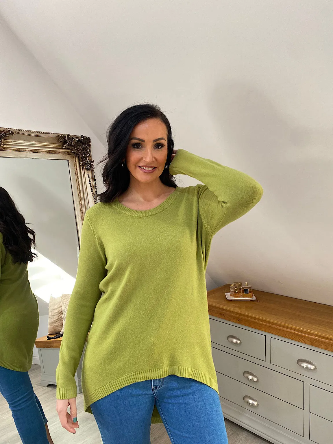 Olive Ribbed Knit Sweater Mila