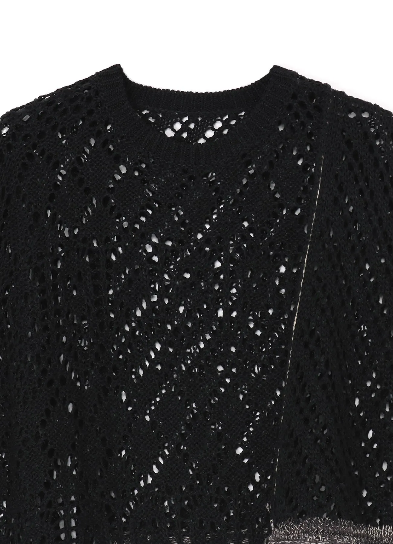 OPENWORK WEAVE PANEL UNEVEN PULLOVER KNIT