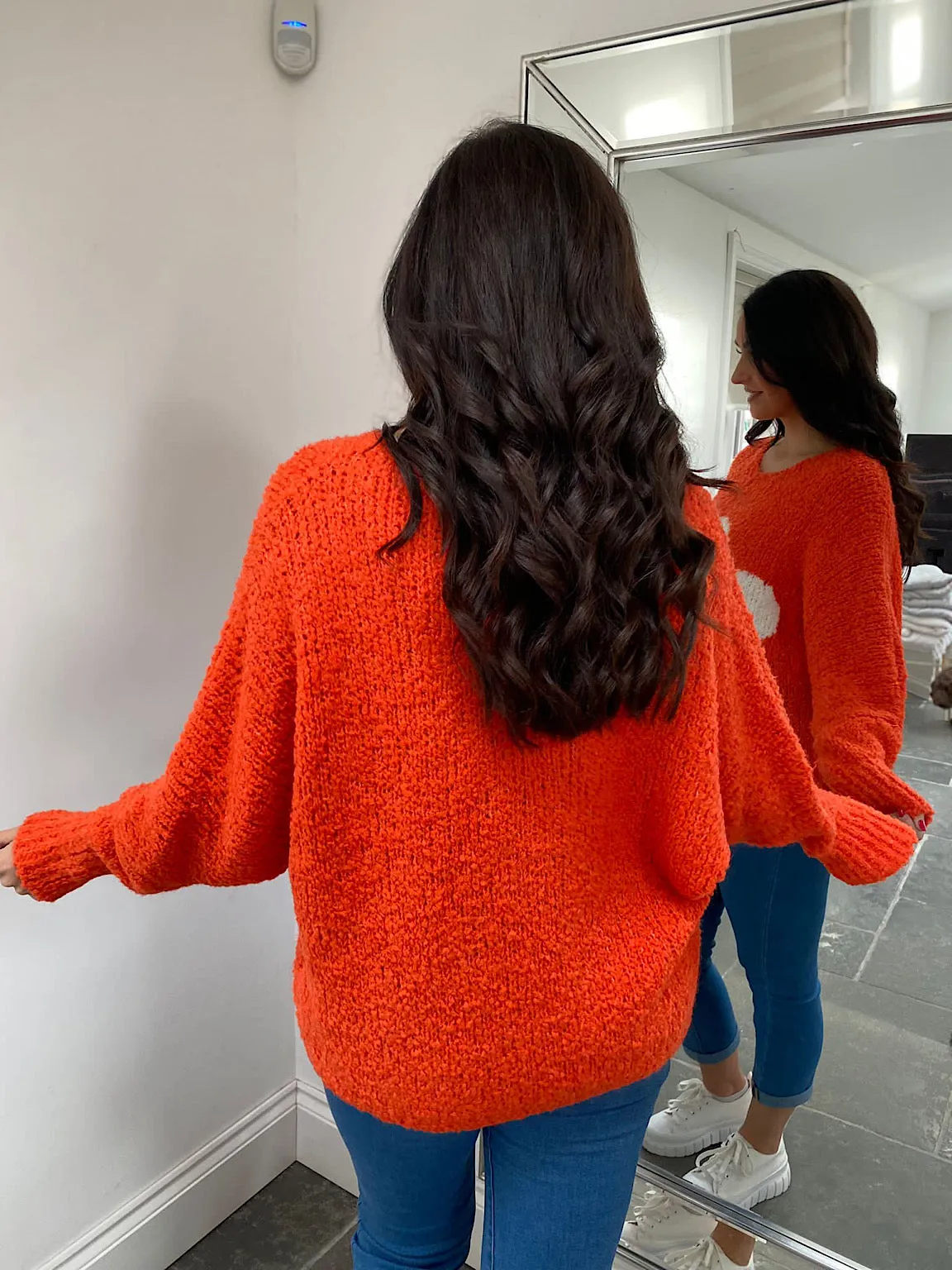 Orange Floral Knit Jumper Delilah Popcorn