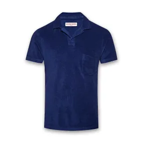 Orlebar Brown Blue Wash Terry Towelling Polo Shirt