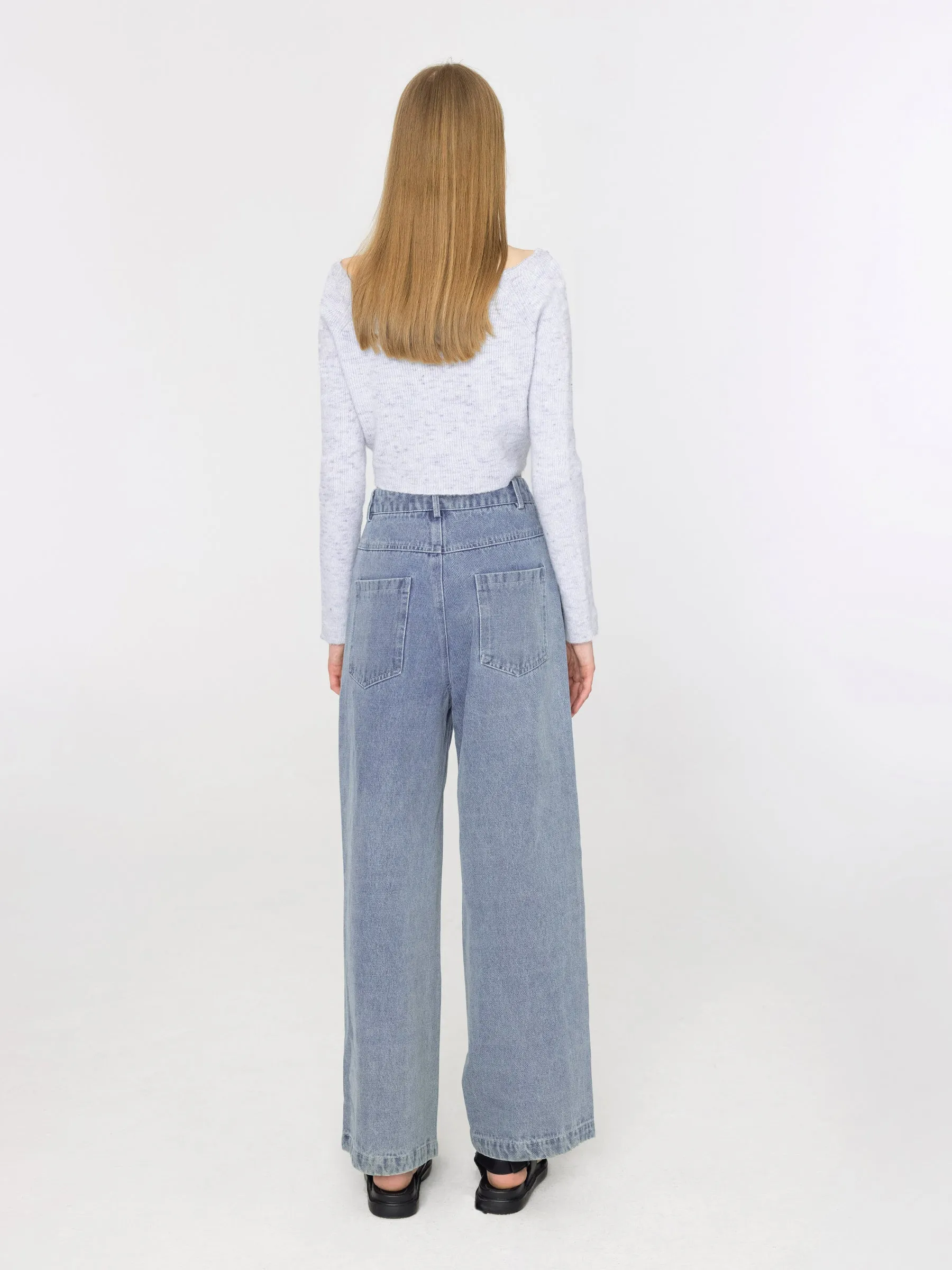 Oversized Wide Leg Blue Jeans