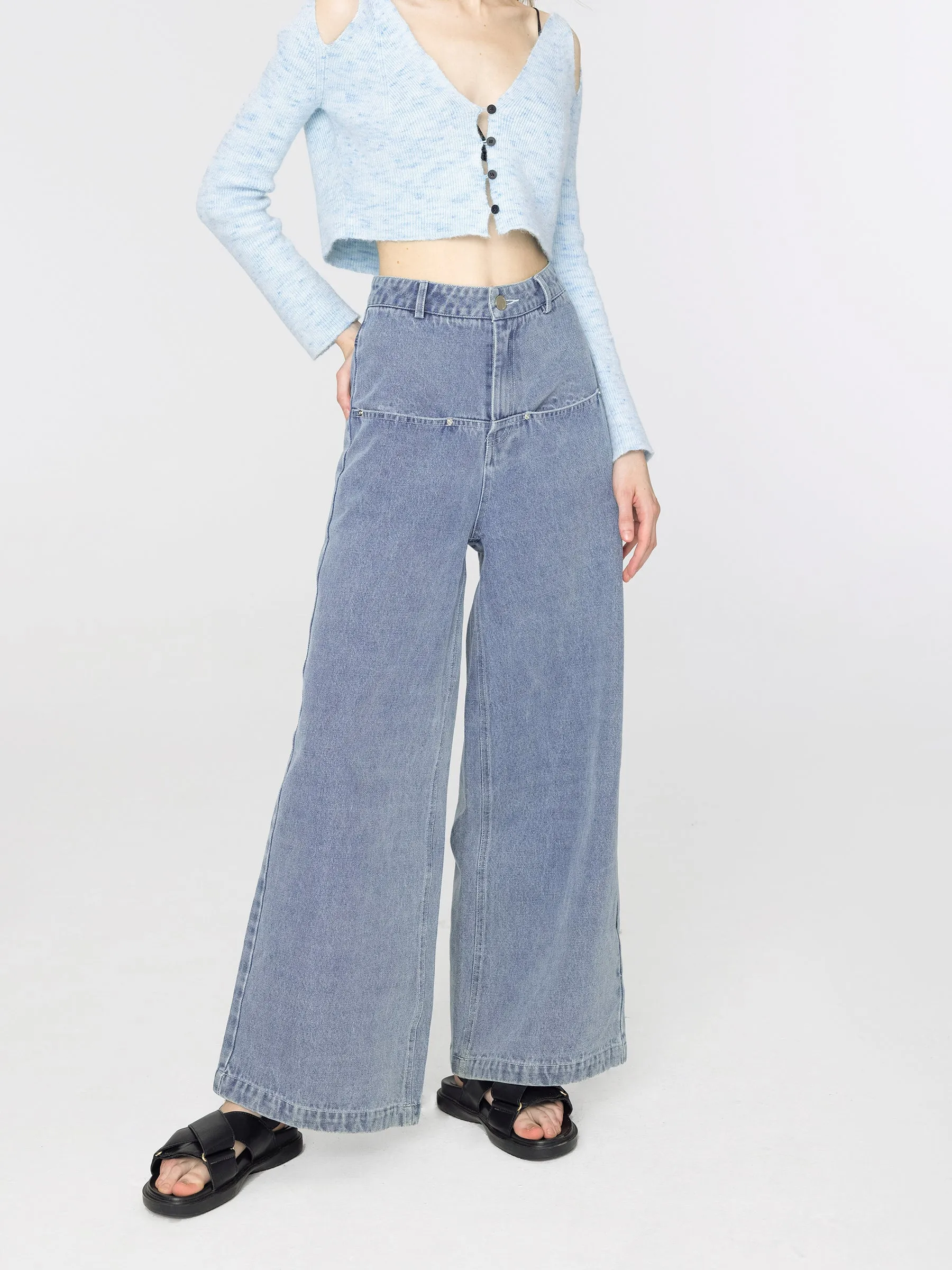 Oversized Wide Leg Blue Jeans