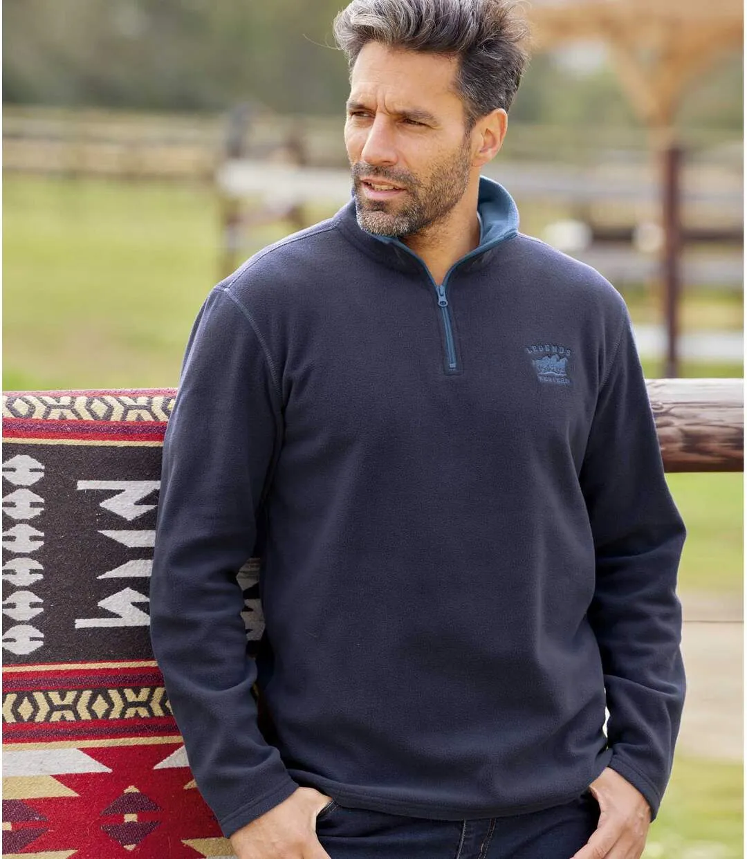 2-Piece Navy Blue Microfleece Men's Jumpers