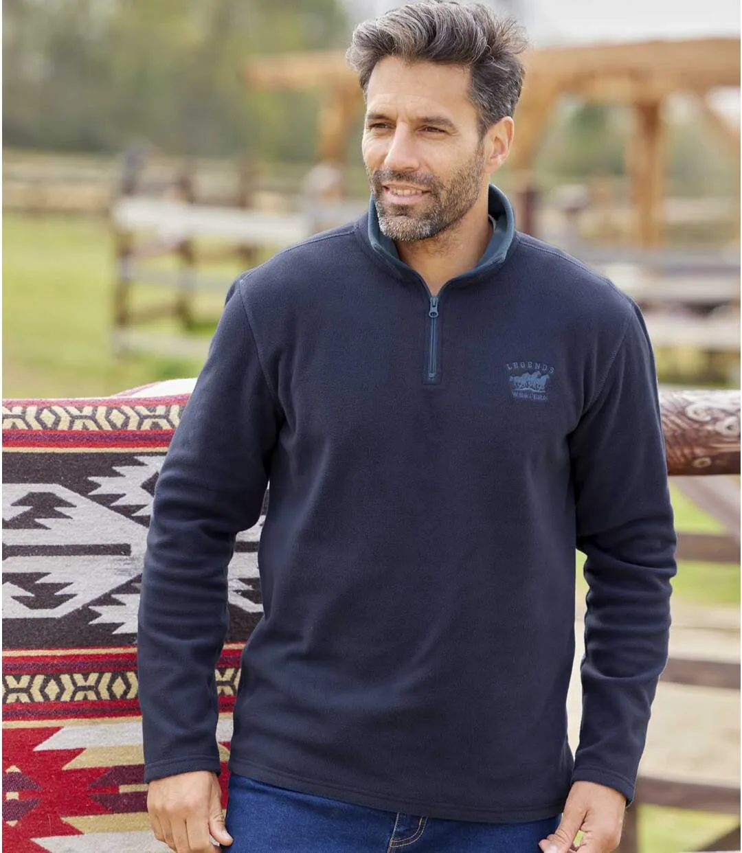 2-Piece Navy Blue Microfleece Men's Jumpers