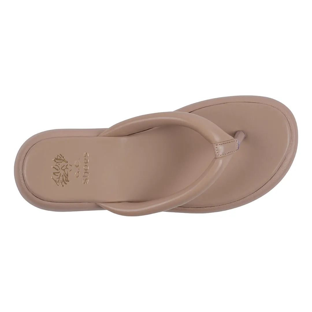 Parisa Nude Thong Slide Flat Sandals