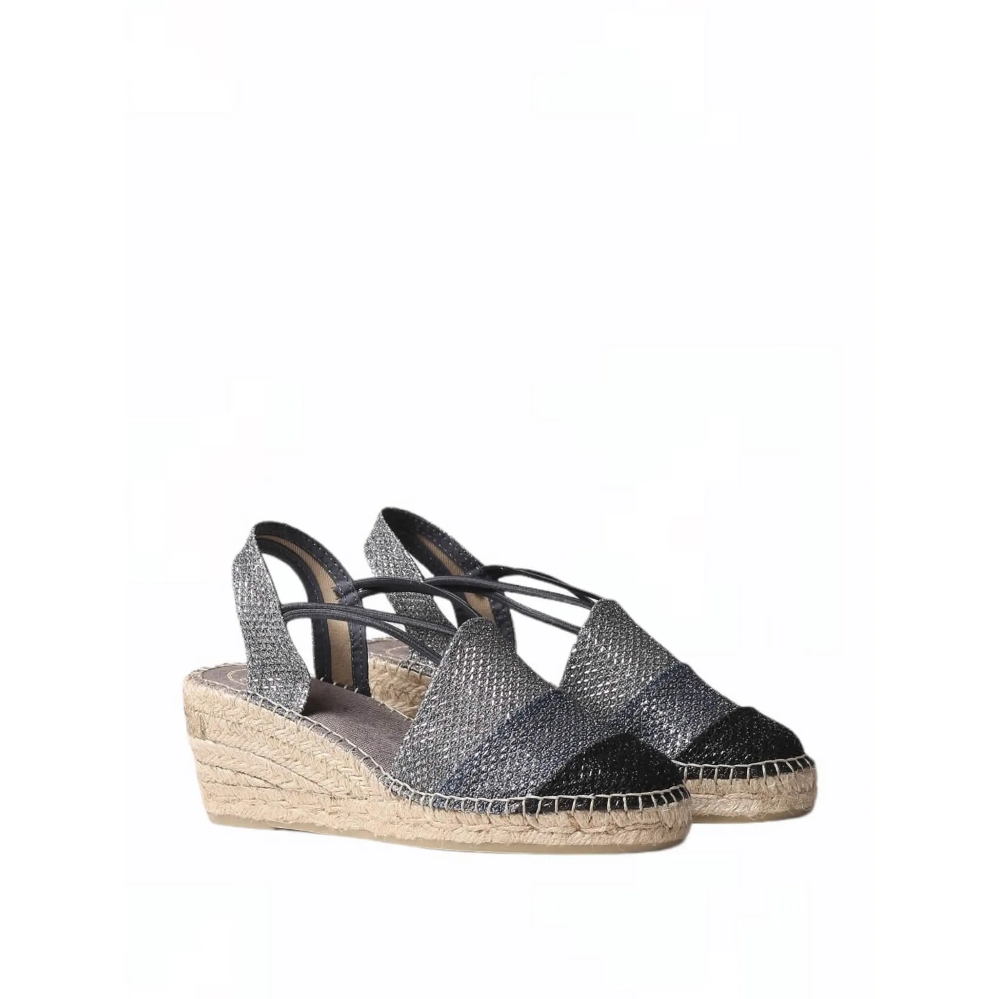 Patchwork Cotton Blend Espadrille Wedges Women Tours-S.