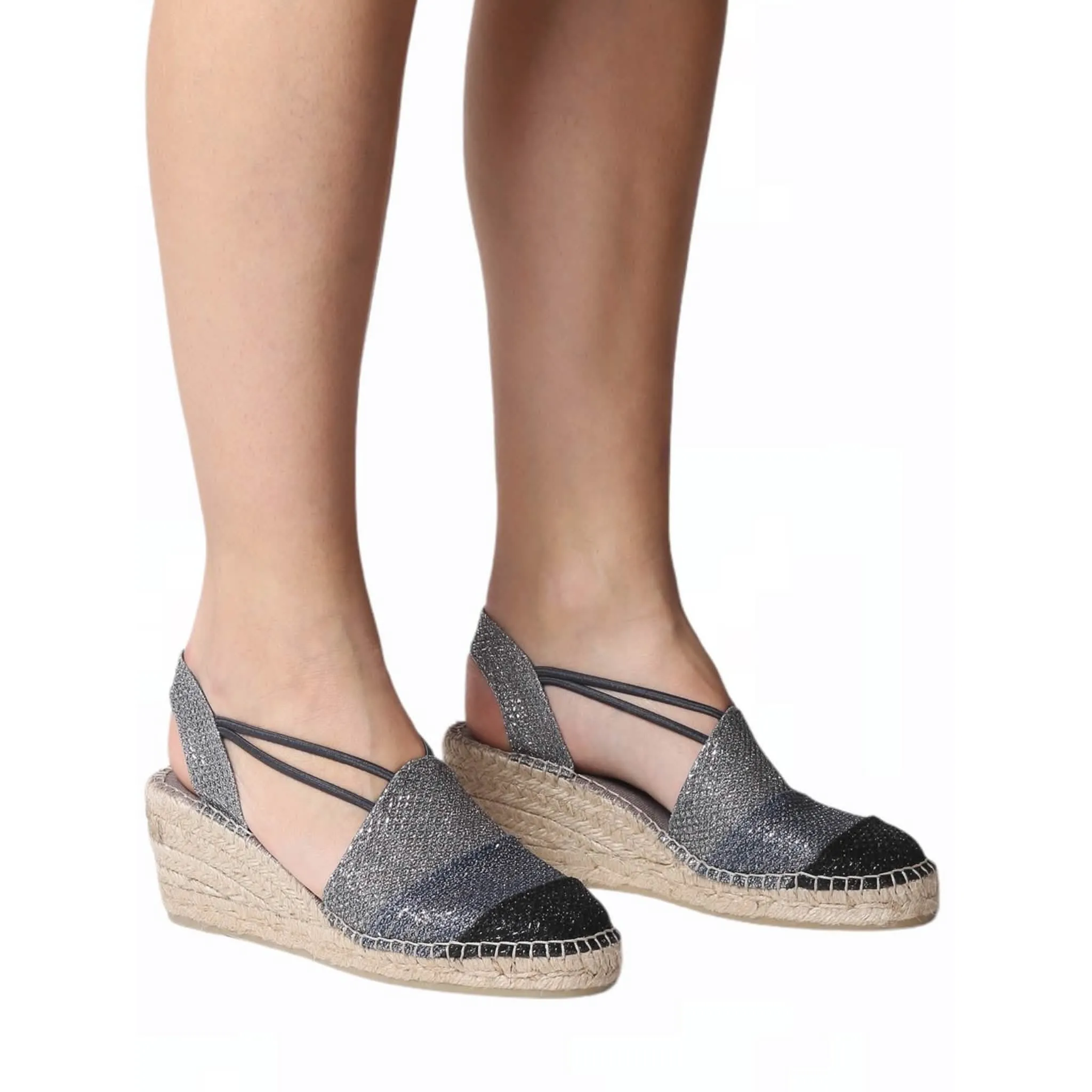 Patchwork Cotton Blend Espadrille Wedges Women Tours-S.