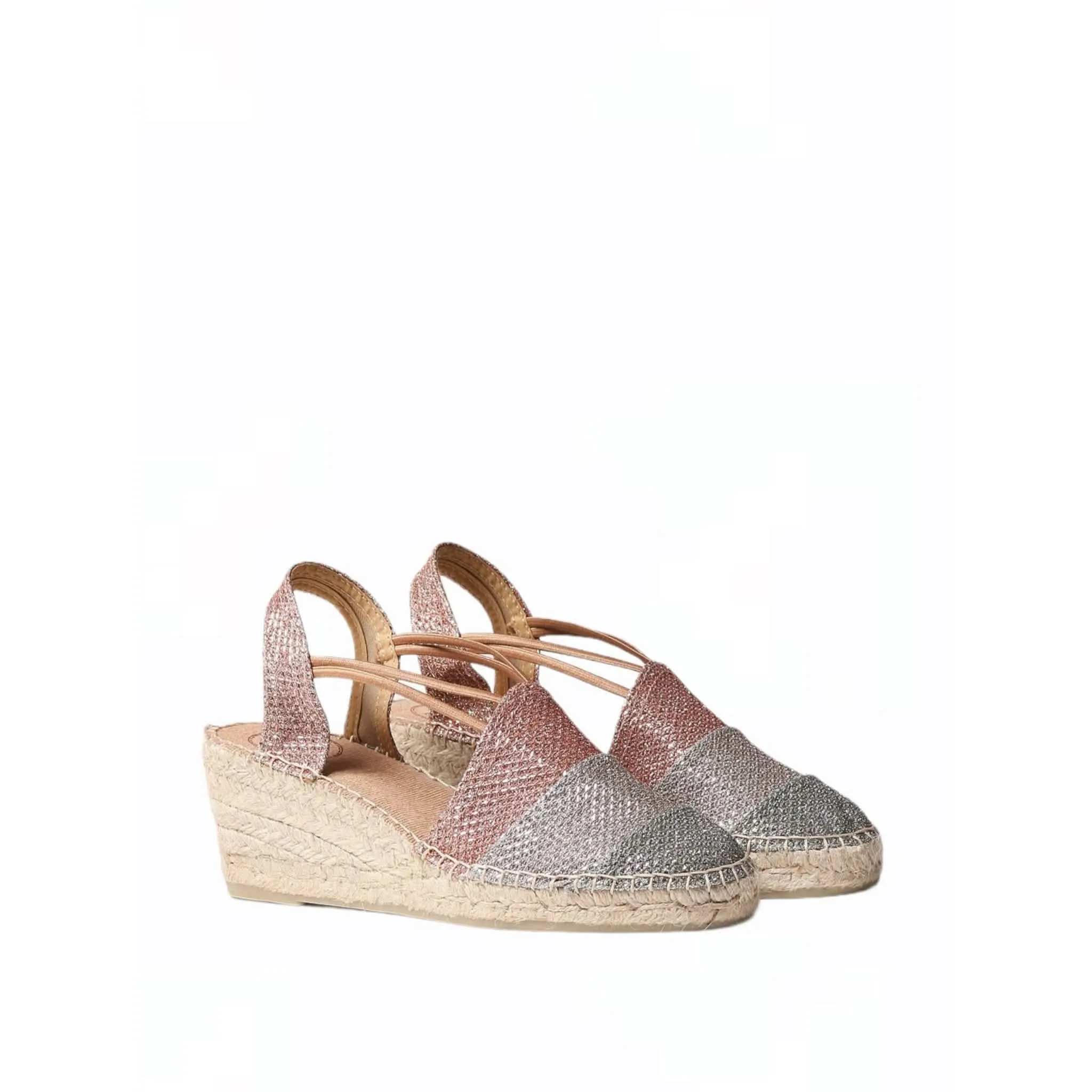 Patchwork Cotton Blend Espadrille Wedges Women Tours-S.