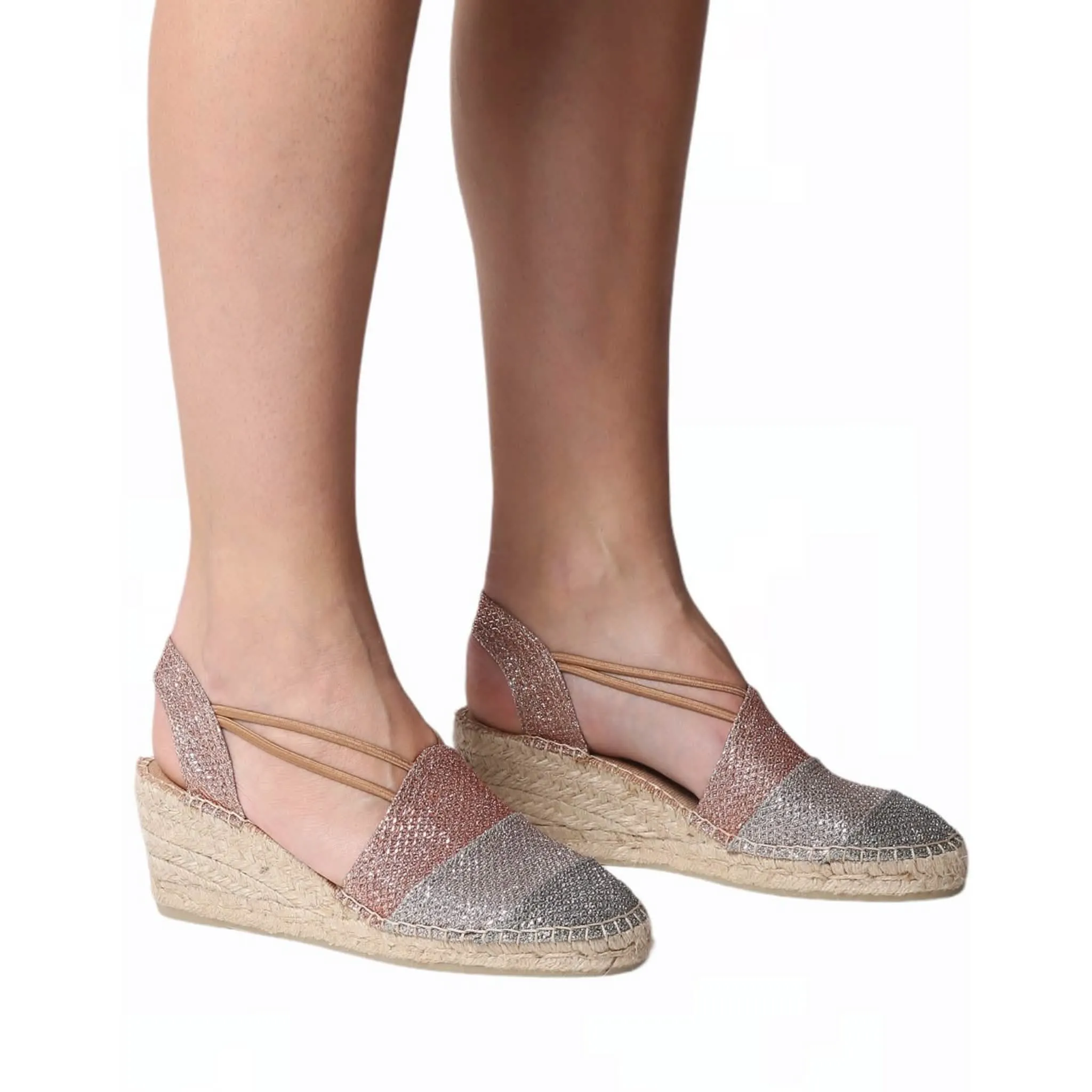 Patchwork Cotton Blend Espadrille Wedges Women Tours-S.