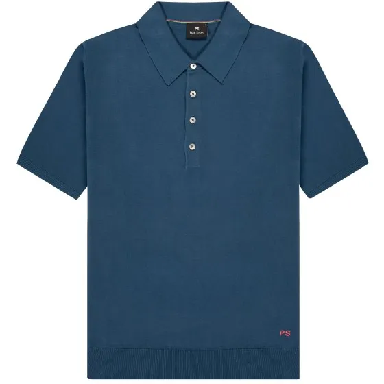 Paul Smith Classic Knit Polo Indigo - Blue Cotton Polo Shirt