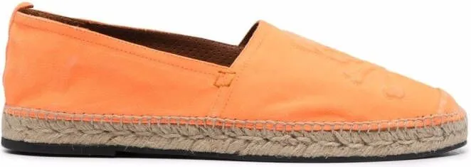 Philipp Plein orange leather espadrilles