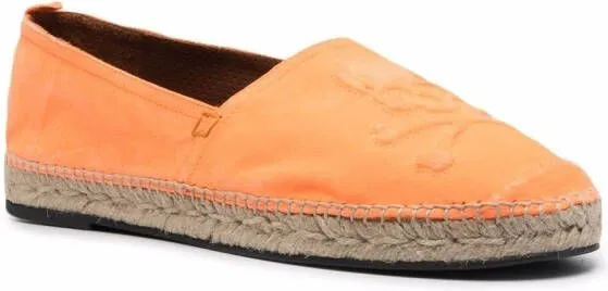 Philipp Plein orange leather espadrilles