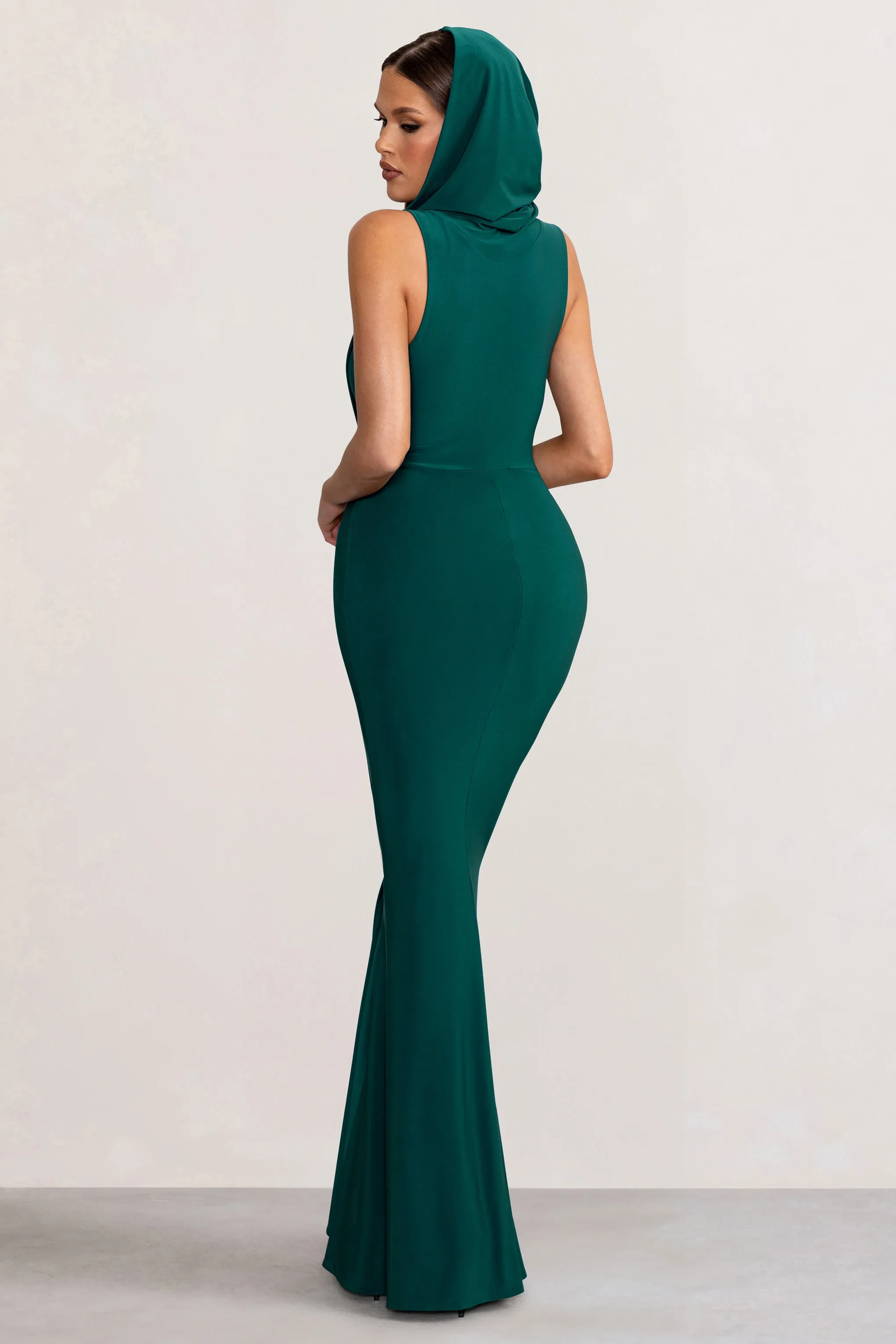 Phoenix Green Maxi Dress with Hood