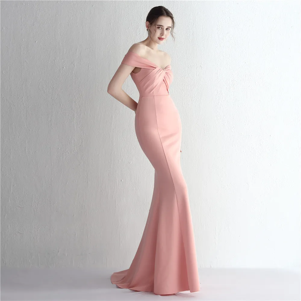 Pink Off Shoulder Gown