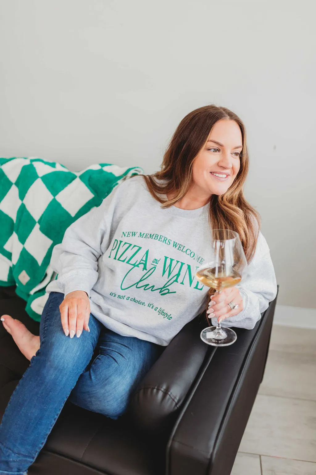 90s Women's Oversized Sweatshirt - Pizza and Wine Club