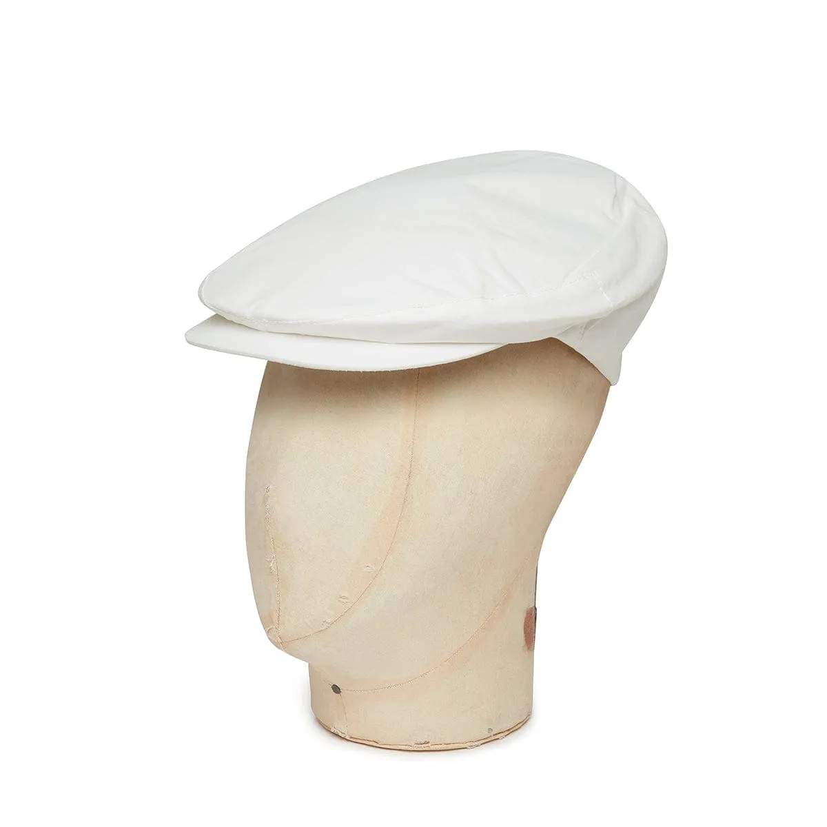 Plain White Polyester Showerproof Flat Cap