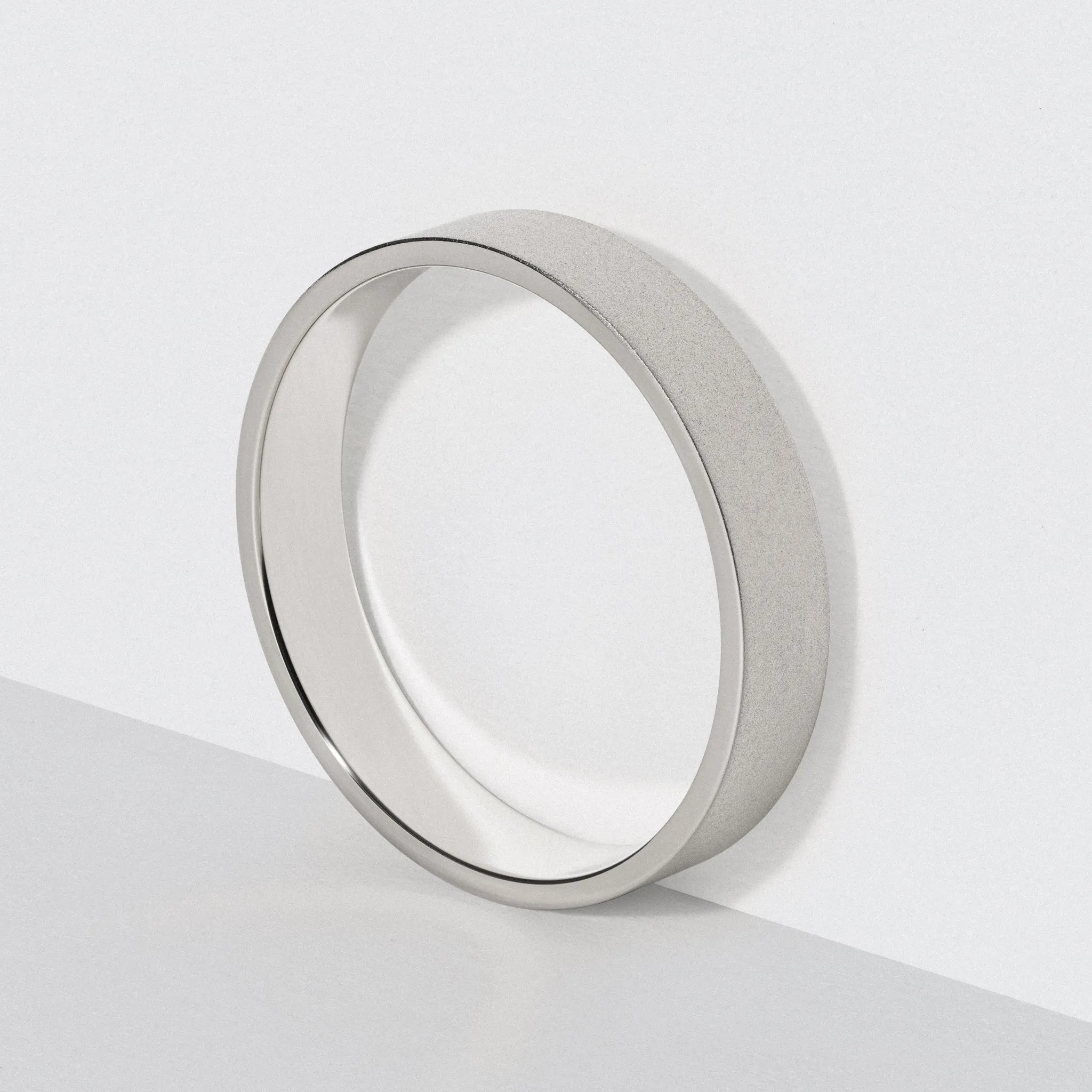 Matte 5mm Platinum Flat Wedding Band