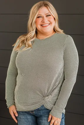 Ribbed Olive Knit Top