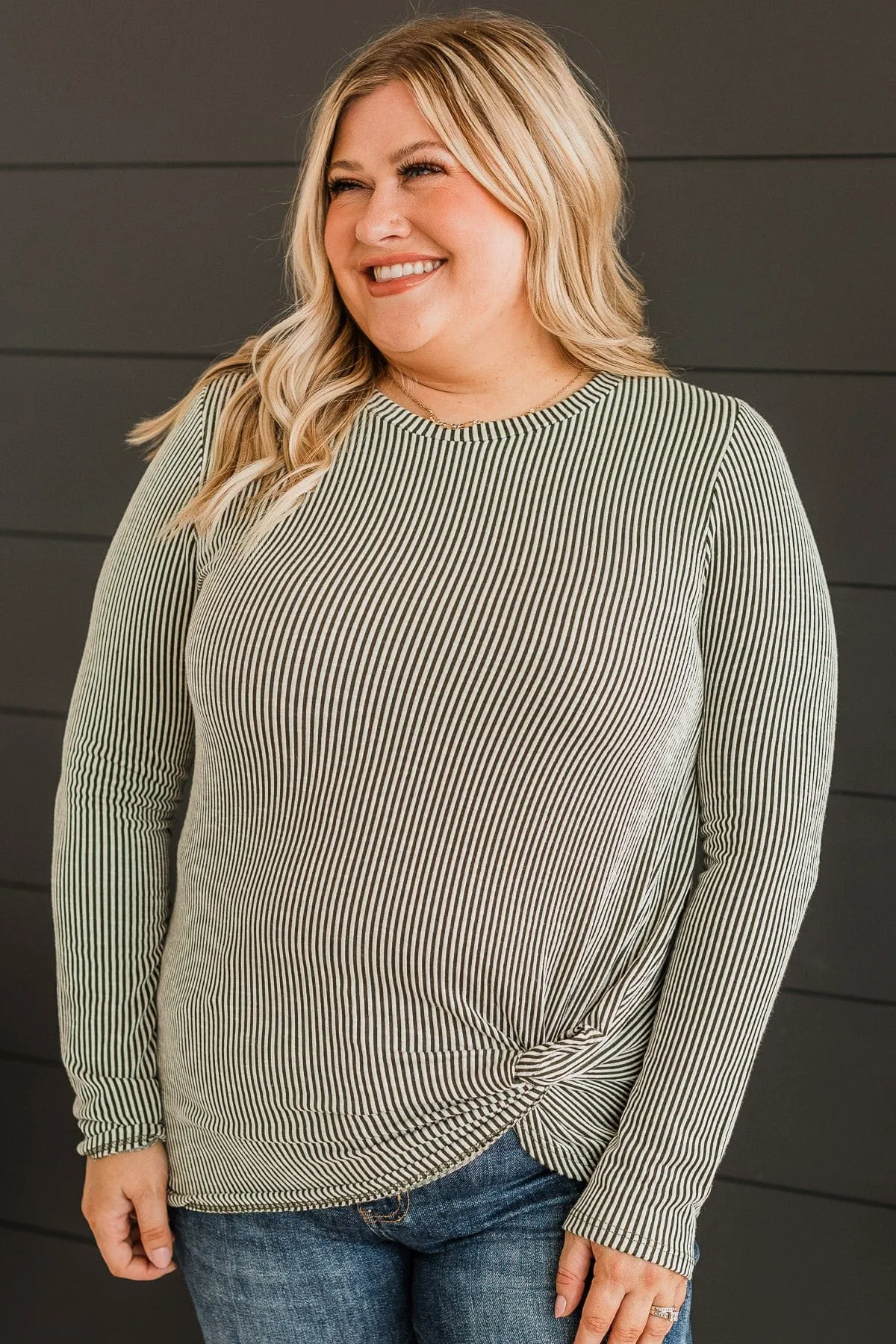 Ribbed Olive Knit Top