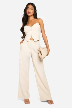 Pleat Detail Tailored Straight Leg Trousers