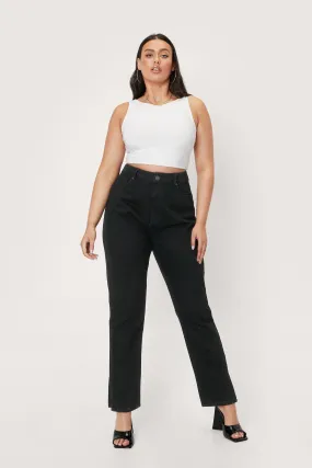 Plus Size Organic Denim Split Hem Mom Jeans