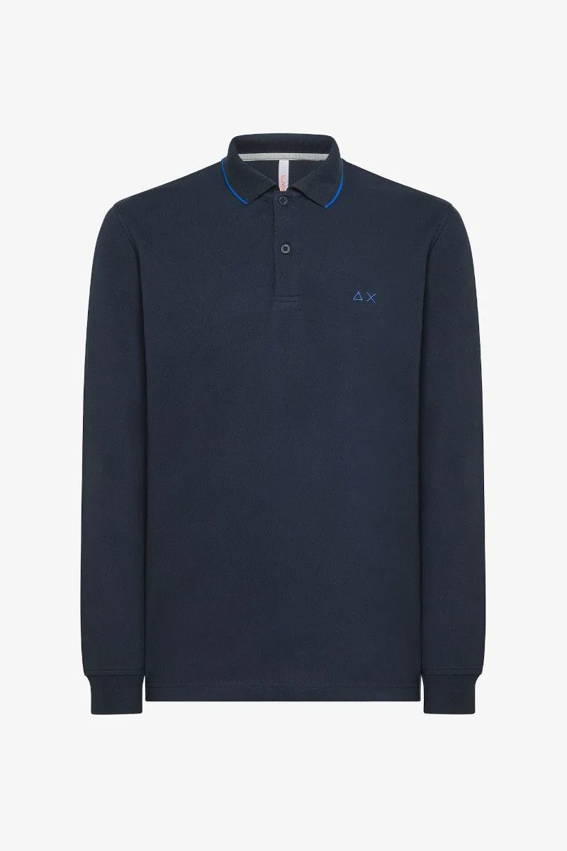 Blue Long Sleeve Men's Polo