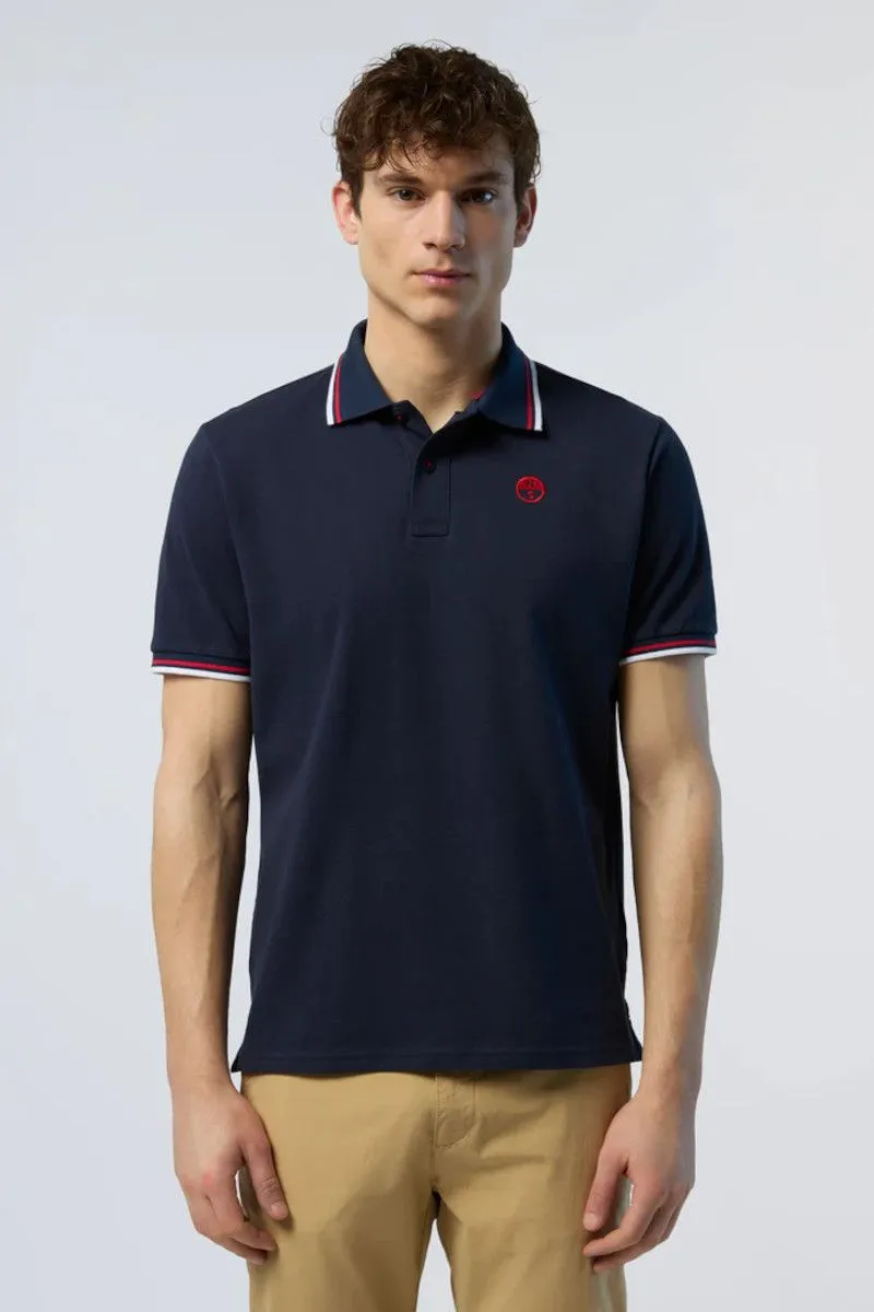 Blue Embroidered Logo Men's Polo Shirt