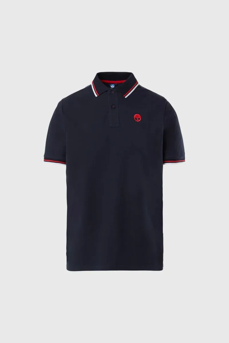 Blue Embroidered Logo Men's Polo Shirt