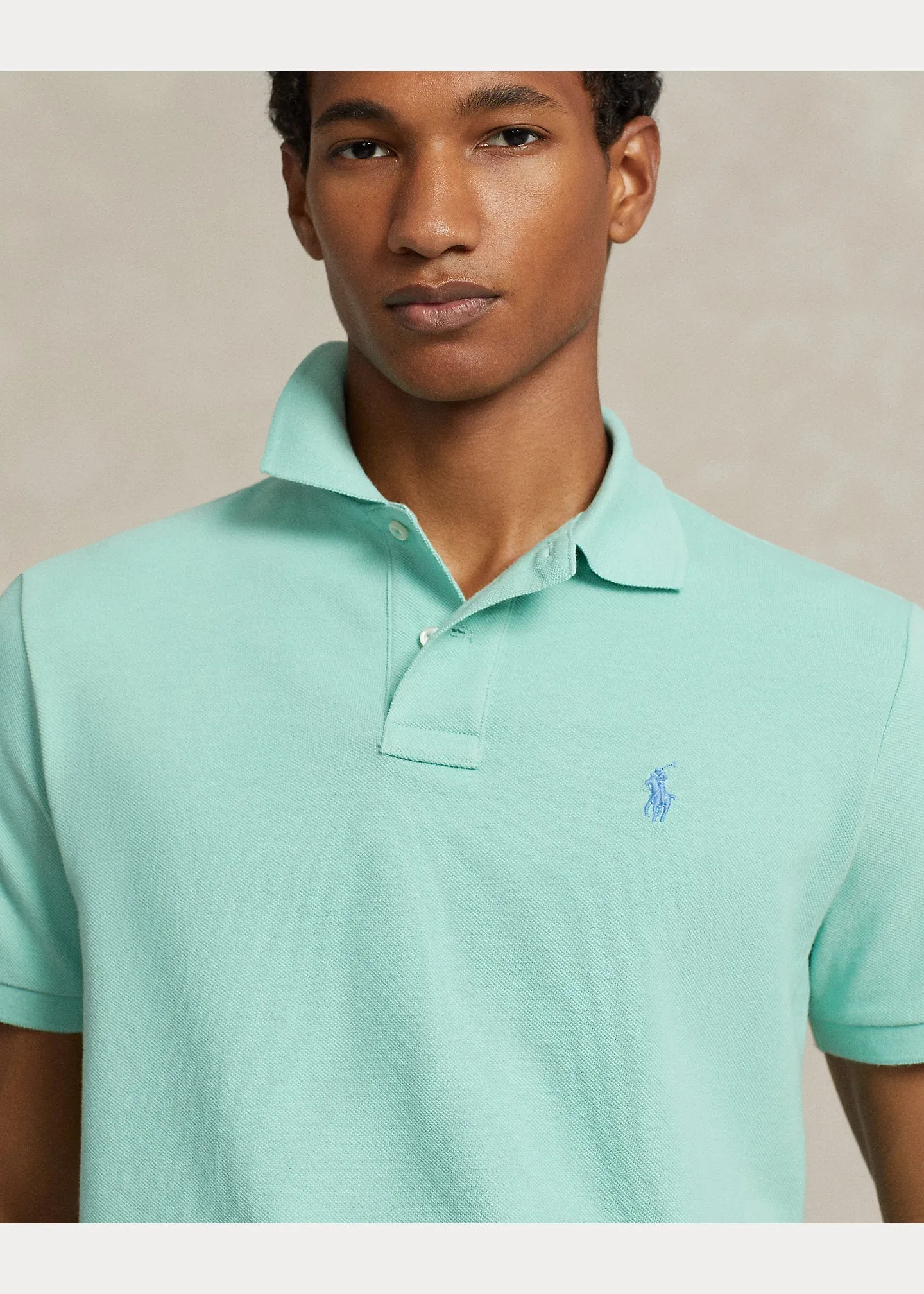 Polo Ralph Lauren - Polo coupe ajustée en piqué celadon/c7580