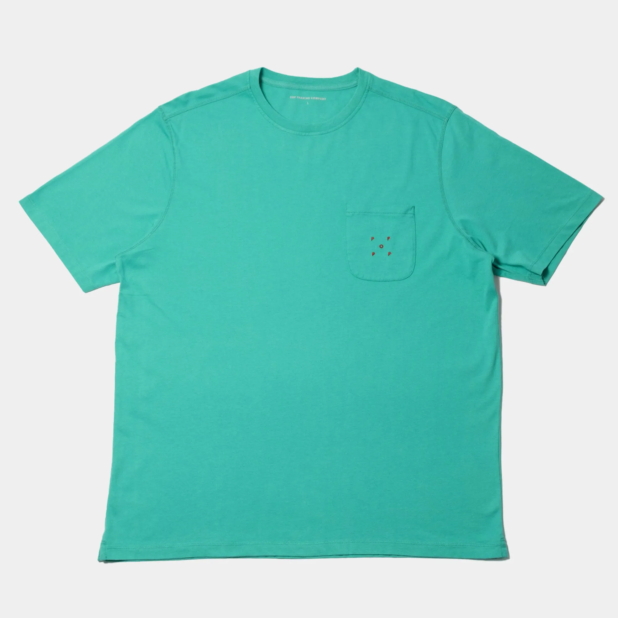 Pop Trading Company Pocket T-Shirt - Peacock Green/Rio Red