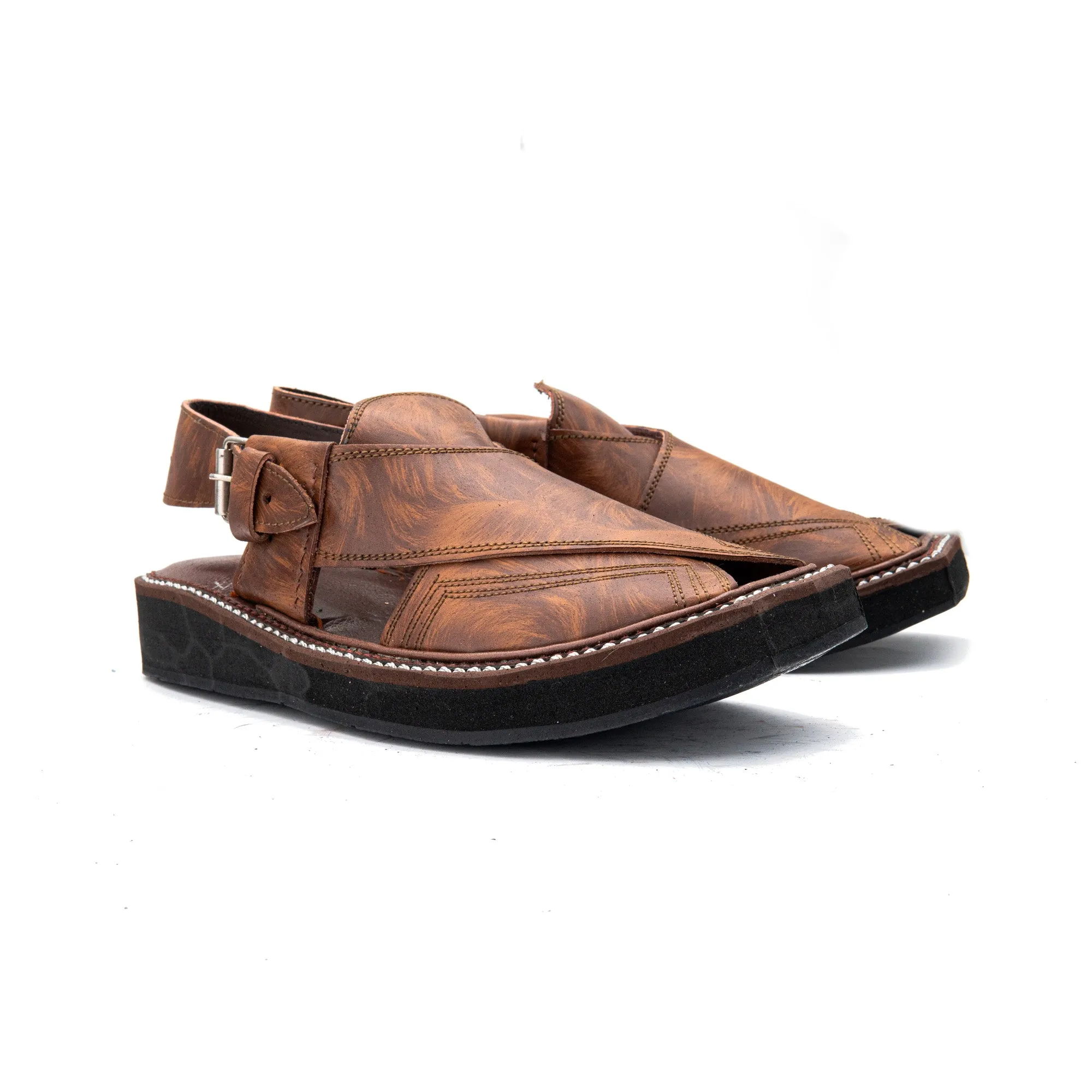 Pure Leather Peshawari Chappal Kaptaan - High Quality Handcrafted Sandal