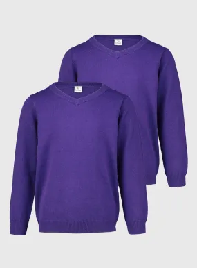 Purple V-Neck Jumpers 2 Pack for 3-year-olds | Tu Clothing