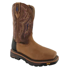 Men's Waterproof Tan Cowhide Vibram Wide Square Toe Work Boot - Size 12