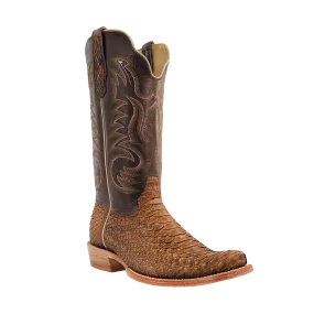 R. Watson Men's Size 13 Beige Suede & Python Print Square Toe Cowboy Boot