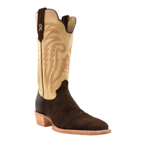 R. Watson Men's Western Boot - Size 13, Chocolate Heavy Roughout and Bone Sinatra Cowhide