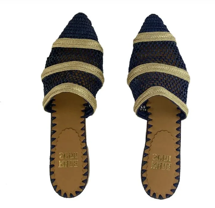 Rafina II Blue Beige Knit Mule