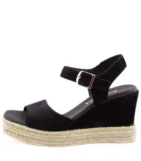 Ragazza Leather Platform Espadrilles- Black