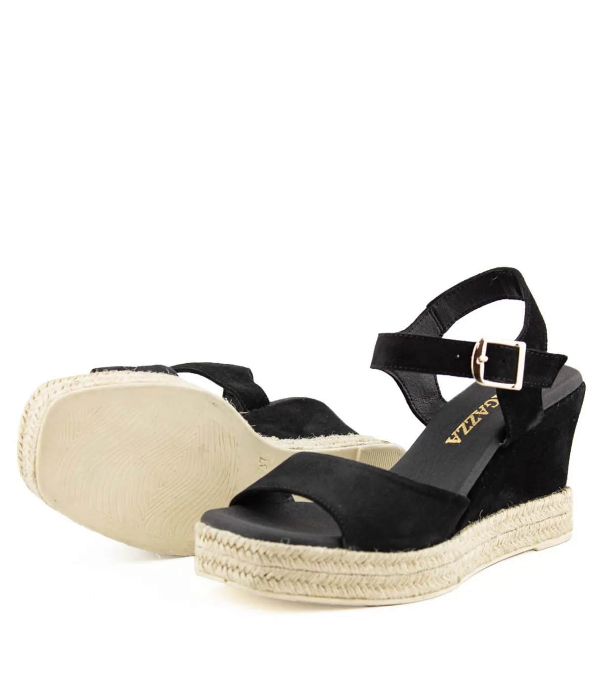 Ragazza Leather Platform Espadrilles- Black