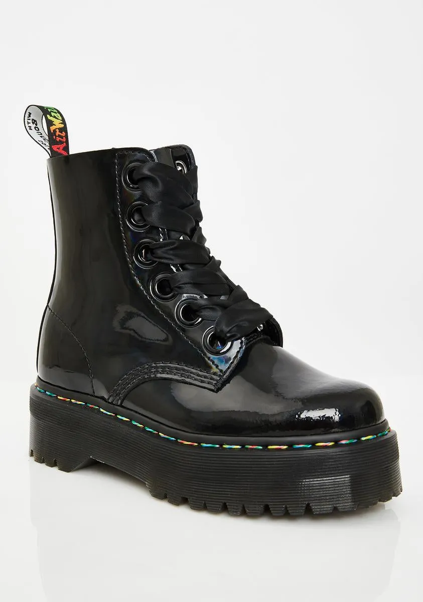 Rainbow Patent Boots