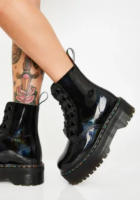 Rainbow Patent Boots