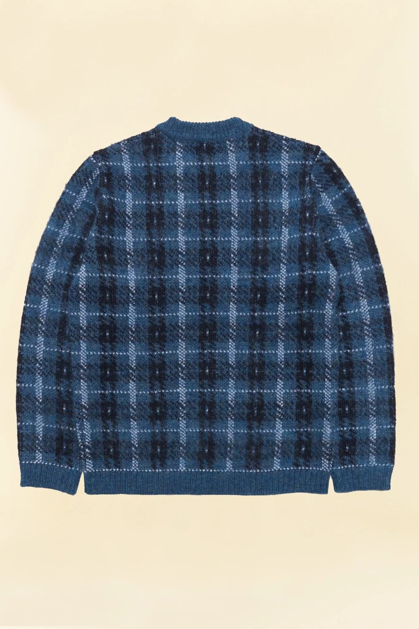 Rats Check Mohair Crew Knit - Blue