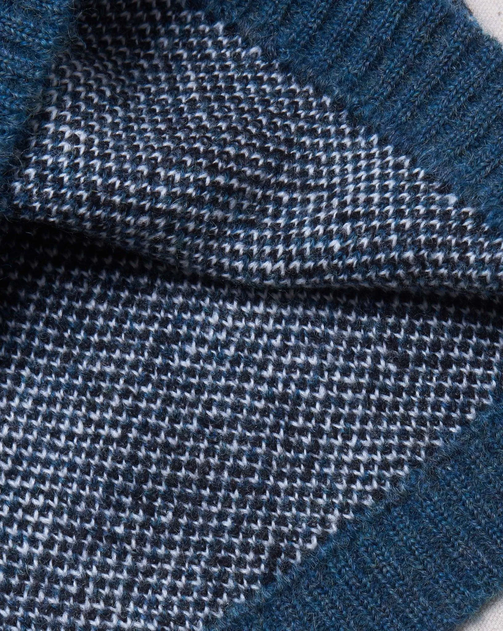 Rats Check Mohair Crew Knit - Blue