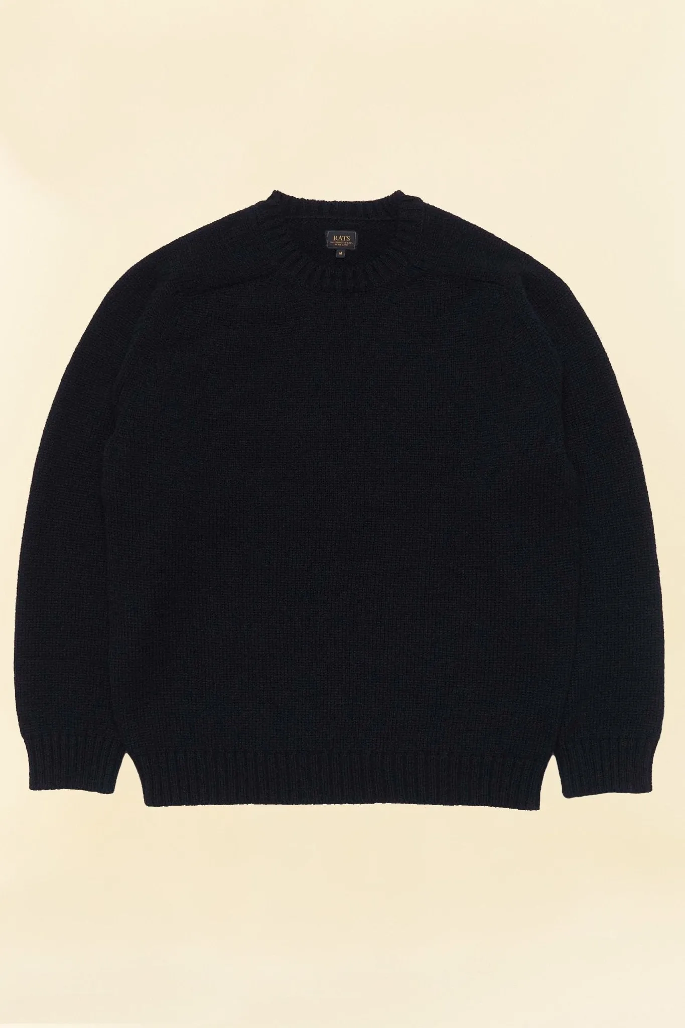 Rats Crew Neck Wool Knit Sweatshirt - Black