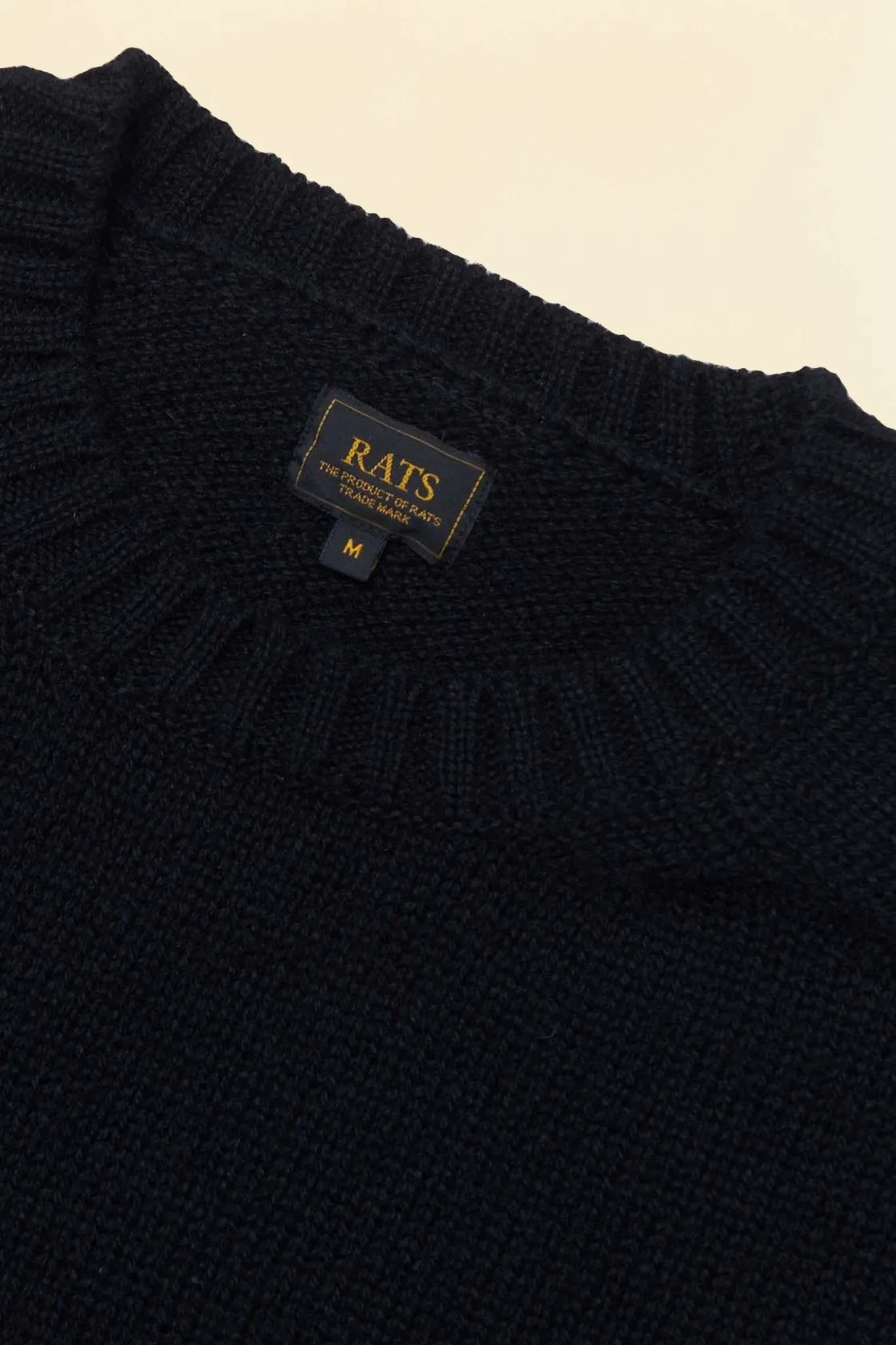 Rats Crew Neck Wool Knit Sweatshirt - Black